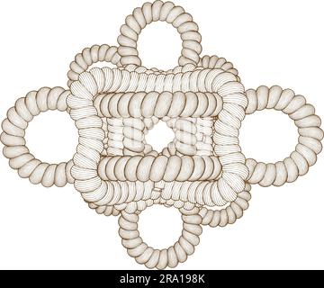 Rope knot sketch. Marine string. Hand drawn navy symbol Stock Vector ...