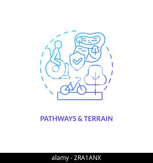 Pathways and terrain blue gradient concept icon Stock Vector