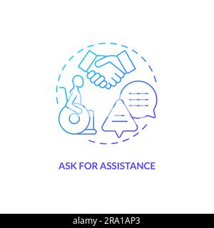 Ask for assistance blue gradient concept icon Stock Vector