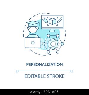 Personalization in AI education concept editable icon Stock Vector