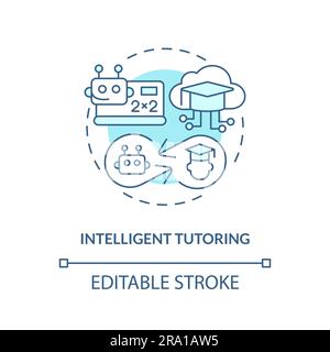 Tutoring in AI education concept editable icon Stock Vector