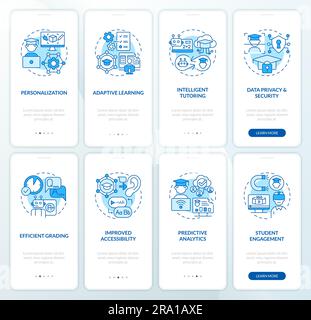 AI in education with blue linear concepts Stock Vector