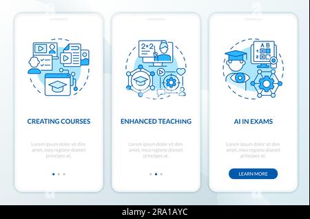 Walkthrough AI in education with linear icons Stock Vector