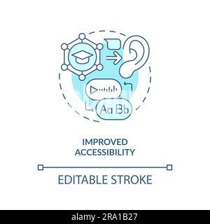 Improved accessibility in AI education concept editable icon Stock Vector