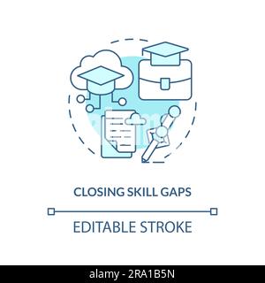 Closing skill gaps gradient concept editable icon Stock Vector