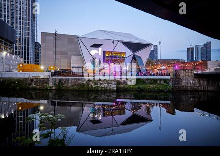 Manchester city centre Factory International party in plaza outdoor space Stock Photo