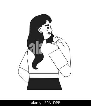 Beautiful brunette woman looking excited monochromatic flat vector character Stock Vector