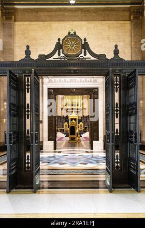 Interior of the art deco style Vestibules and Grand Temple at Freemasons Hall, London, England, UK Stock Photo