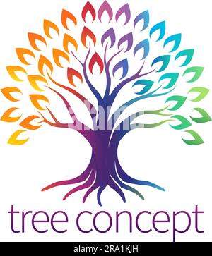 Rainbow Tree Abstract Stylised Concept Design Icon Stock Vector