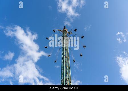 Start Flyer Ride at Tivoli Gardens in Copenhagen Stock Photo