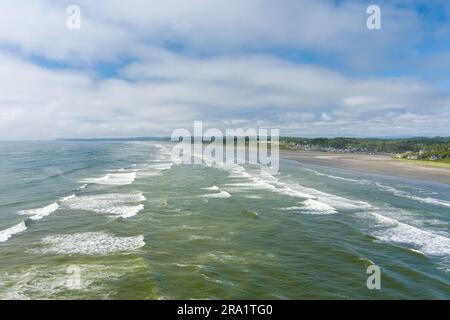 Aerial view of the beach at Seabrook, Washington in June Stock Photo