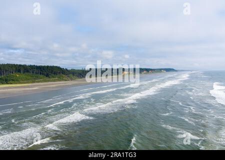 Aerial view of the beach at Seabrook, Washington in June Stock Photo