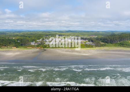 Aerial view of the beach at Seabrook, Washington in June Stock Photo