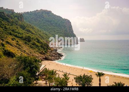 Cleopatra beach in Alanya with blue water, Alanya, Turkey Stock Photo