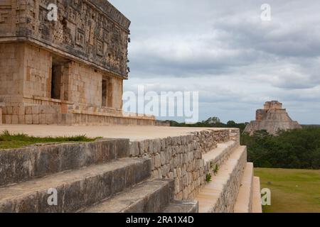 Majestic ruins Maya city in Uxmal,Mexico. Stock Photo