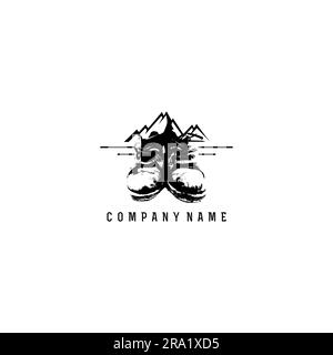 shoes mountain logo. shoes shop logo. hiking logo Stock Vector