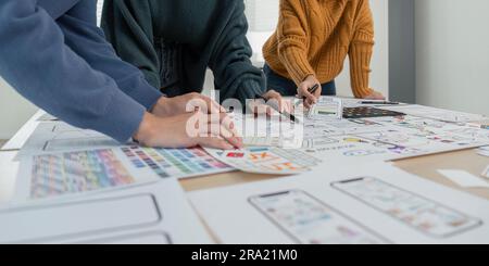 Ux Ui development team discussing meeting working together at working table in office Stock Photo