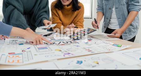 Ux Ui development team discussing meeting working together at working table in office Stock Photo