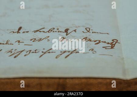 London, UK. 30 Jun 2023. An autograph letter by Mozart (1756-1791). The letter to his close friend Baroness von Waldstätten by 26-year old Mozart declares that he will need to get married within two days in order to save his future wife from scandal. The letter in Mozart's hand, in German, comprises two pages and was written in the summer of 1782 whilst in Vienna, estimate: £300,000-500,000 - Art from antiquity to the 20th century, a preview of Christie's Classic Week in London returns this Summer with ten live auctions and one online sale. The series will run from 30 June to 14 July, with auc Stock Photo