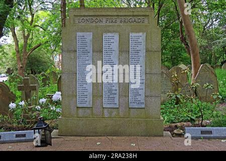 London fire brigade - The Fireman's Monument, at Highgate Cemetery, Swain's Lane, London, England, UK,  N6 6PJ Stock Photo
