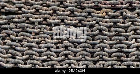 Galvanised chain, textured pattern background. Stock Photo