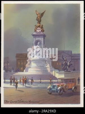 The Queen Victoria Memorial - Vintage Cigarette Card Stock Photo