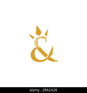 SYMBOL '&' WITH CROWN ILLUSTRATION LOGO DESIGN FOR COMPANY, BUSINESS, BRANDING, AND OTHER. Stock Vector