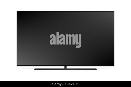 isolated OLED black flat smart wide TV on white background Stock Vector ...
