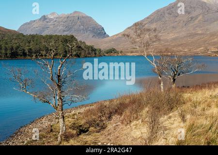 Liathach seen from Loch Clair in Glen Torridon in the North West Scottish Highlands Stock Photo