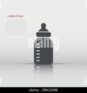 Baby bottle icon in flat style. Milk container vector illustration on white isolated background. Drink glass business concept. Stock Vector