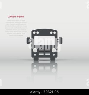 Bus icon in flat style. Coach car vector illustration on white isolated background. Autobus business concept. Stock Vector