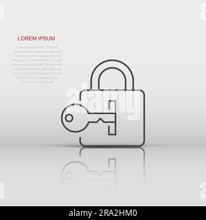 Locker icon in flat style. Padlock password vector illustration on white isolated background. Key unlock business concept. Stock Vector