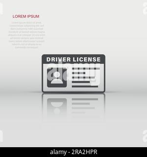 Driver license icon in flat style. Id card vector illustration on white isolated background. Identity business concept. Stock Vector