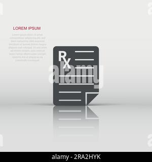 Prescription icon in flat style. Rx document vector illustration on white isolated background. Paper business concept. Stock Vector