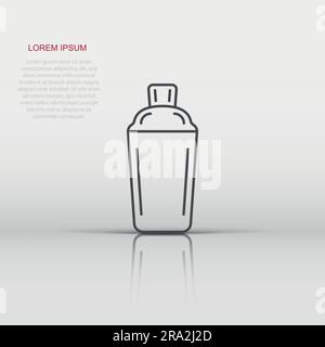 Shaker cocktail icon in flat style. Alcohol bottle vector illustration on white isolated background. Bar drink business concept. Stock Vector