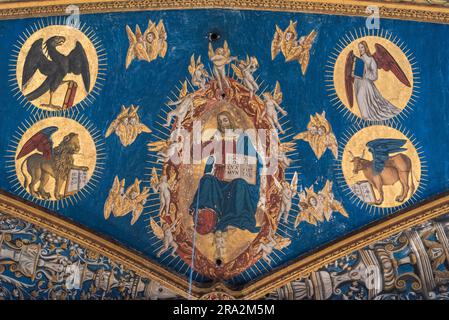 France, Tarn, Albi, episcopal city listed as World Heritage by UNESCO, Sainte Cecile cathedral, choir and rood screen, ceiling painted between 1509 and 1512 Stock Photo
