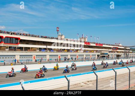 France, Var, Le Castellet, Paul Ricard racing circuit, old motorcycle race: the Sunday Ride classic Stock Photo