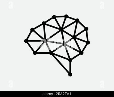 Brain Network Icon. IQ AI Human Artificial Intelligent Intelligence Digital Web Connection Black White Graphic Clipart Artwork Symbol Sign Vector EPS Stock Vector