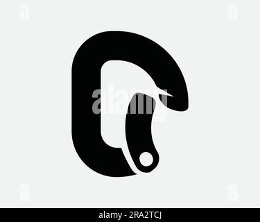 Carabiner Icon. Rock Climb Climbing Safety Equipment Tool Hook High Rope Lock Clasp Hiking Black White Graphic Clipart Artwork Symbol Sign Vector EPS Stock Vector