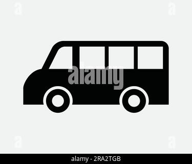 Bus Icon Public Transport School Van Transportation Side View Commercial Passenger Vehicle Black White Graphic Clipart Artwork Symbol Sign Vector EPS Stock Vector