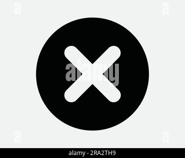 Cross Circle Icon. Incorrect Circular Reject Round Cancel Reject X Deny Negative Choice. Black White Graphic Clipart Artwork Symbol Sign Vector EPS Stock Vector