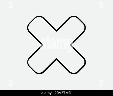 Cross Line Icon. Wrong X Incorrect Reject Cancel Negative Close Remove Decline No. Black White Graphic Clipart Artwork Outline Symbol Sign Vector EPS Stock Vector