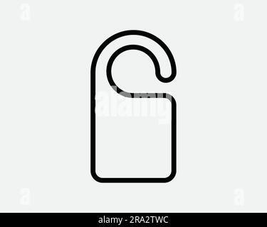 Door Tag Icon Hotel Room Handle Do Not Disturb Room Service Message Hang Paper Black White Graphic Clipart Artwork Outline Line Symbol Sign Vector EPS Stock Vector