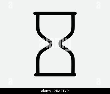 Hourglass Icon. Time Clock Timer Countdown Sand Flow Measure Wait Empty Blank Line Outline Black White Graphic Clipart Artwork Symbol Sign Vector EPS Stock Vector