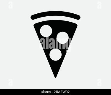 Pizza Slice Icon. Italian Fast Food Restaurant Meal Pepperoni Cheese Pizzeria Snack. Black White Graphic Clipart Artwork Shape Symbol Sign Vector EPS Stock Vector