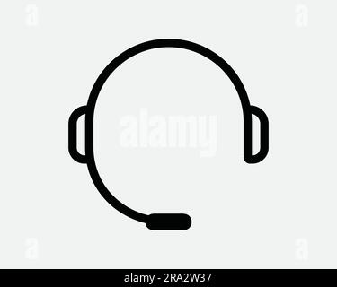 Customer Service Headset Line Icon. Headphone Head Set Phone Call Center Contact Help Game Black White Graphic Clipart Artwork Symbol Sign Vector EPS Stock Vector