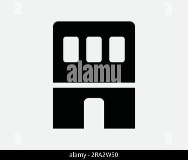 Office Building Icon. Residential Skyscraper Condominium Apartment Block Real Estate House Black White Graphic Clipart Artwork Symbol Sign Vector EPS Stock Vector
