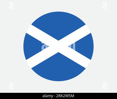 Scotland Round Flag. Scottish Scott Circle National Nation Banner Emblem Blue White UK United Kingdom Graphic Clipart Artwork Symbol Sign Vector EPS Stock Vector