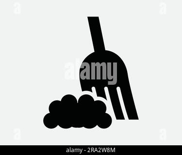 Sweeping Icon. Sweep Broom Clean Cleaner Sweeper Brush Dust Dirt Broomstick Stick Dirty. Black White Graphic Clipart Artwork Symbol Sign Vector EPS Stock Vector