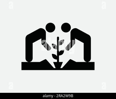 Tree Planting Icon Green Environment Plant Care People Charity Nature Garden Climate Change Black White Graphic Clipart Artwork Symbol Sign Vector EPS Stock Vector